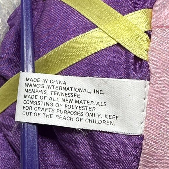 Wang's International Nylon Bunny Rabbit Plush Pink Overalls Purple Shirt 5 Inch - Picture 11 of 14